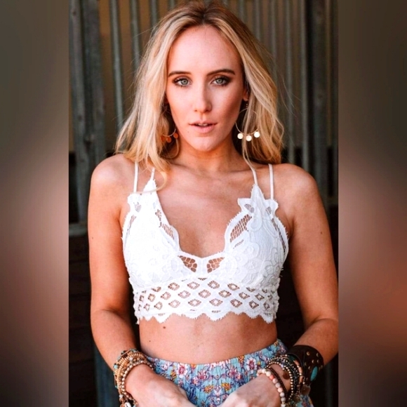 Three Bird Nest Other - Three Bird Nest White Lace Bralette with Scalloped Trim